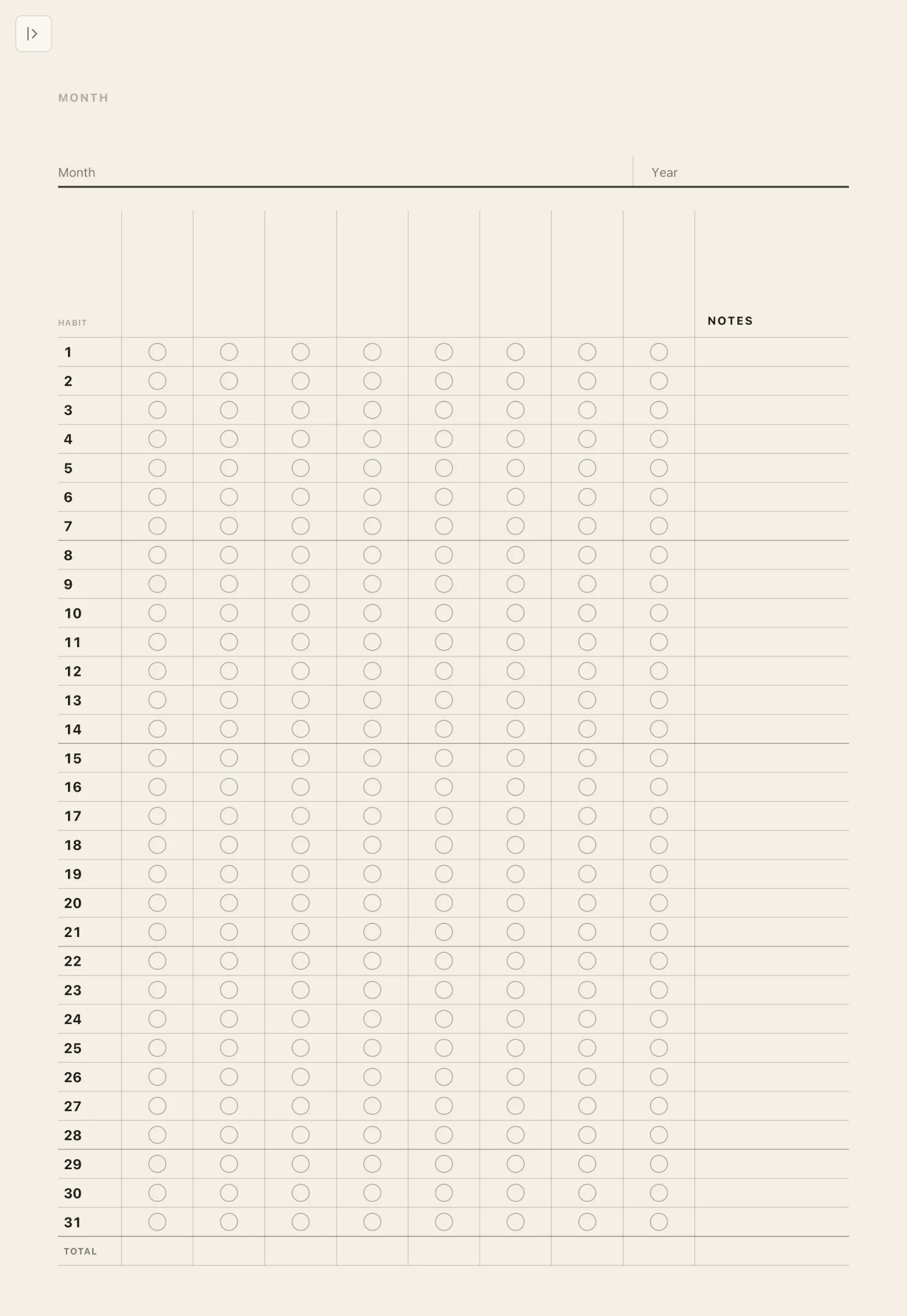 A month-grid habit tracker, with other tracker styles behind it.